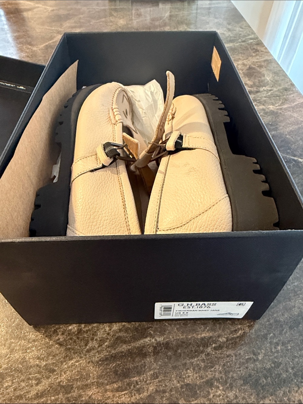 G.H. Bass & Co. Cream Leather Buckle Loafers - Picture 5 of 6